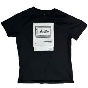 Apple Macintosh Hello Graphic Black‎ T-Shirt Retro Computer Tee Medium